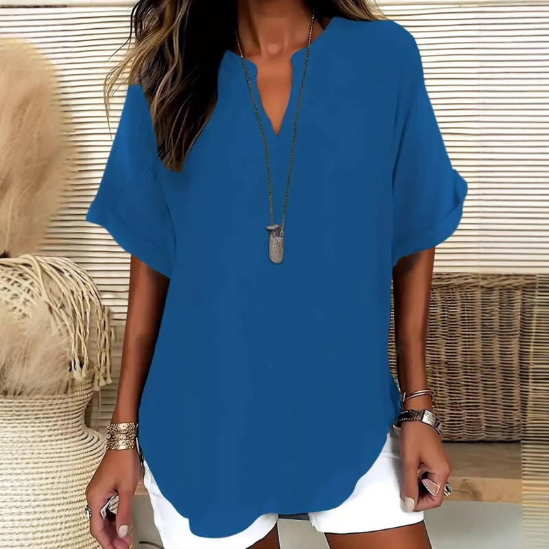 Fashion Loose Solid Color Short Sleeve Top - Seldom Seen Styles