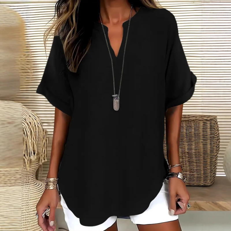 Fashion Loose Solid Color Short Sleeve Top - Seldom Seen Styles