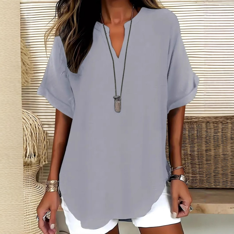 Fashion Loose Solid Color Short Sleeve Top - Seldom Seen Styles