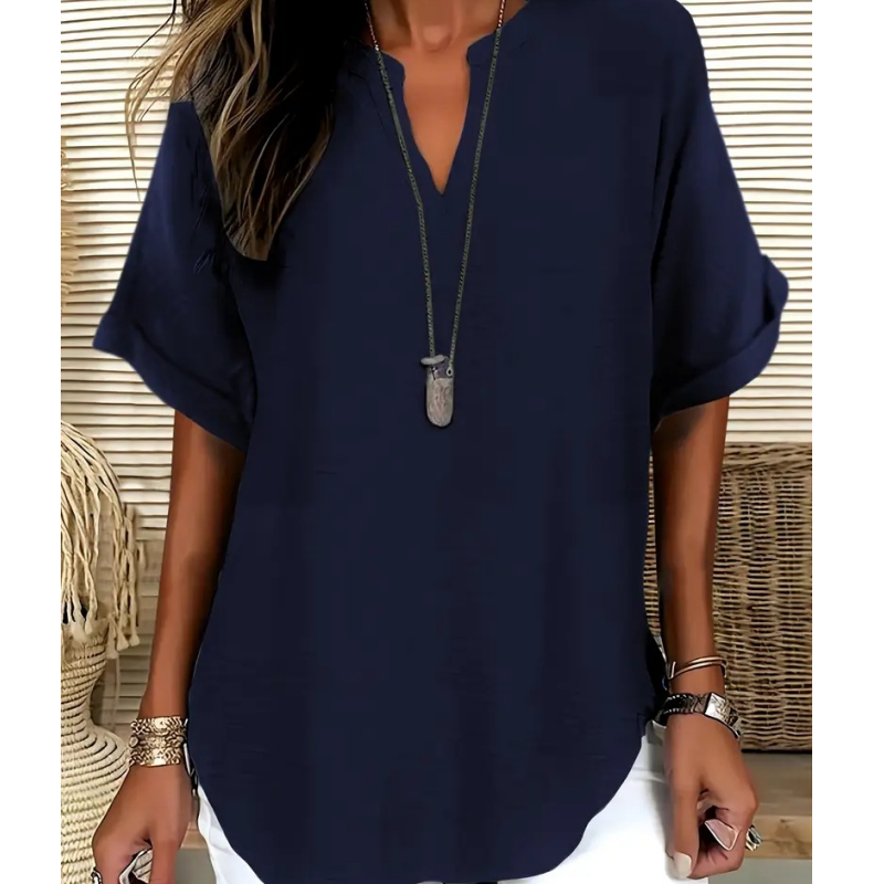 Fashion Loose Solid Color Short Sleeve Top - Seldom Seen Styles