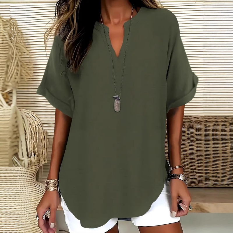 Fashion Loose Solid Color Short Sleeve Top - Seldom Seen Styles