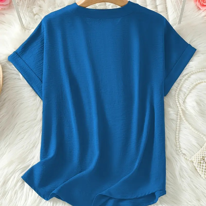 Fashion Loose Solid Color Short Sleeve Top - Seldom Seen Styles
