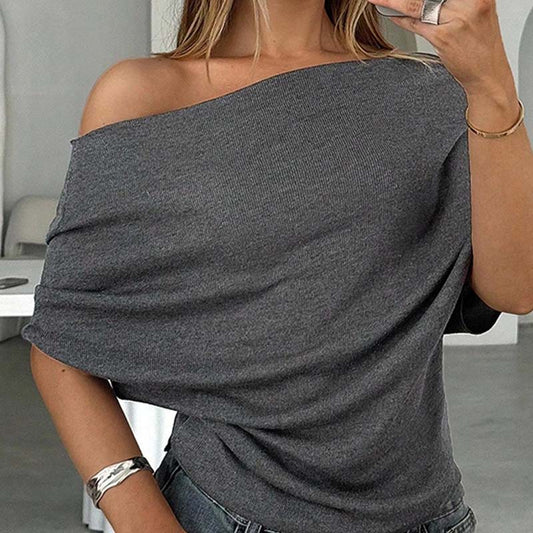 Women's Asymmetrical Off-Shoulder Batwing Sleeve Top👚 - Seldom Seen Styles