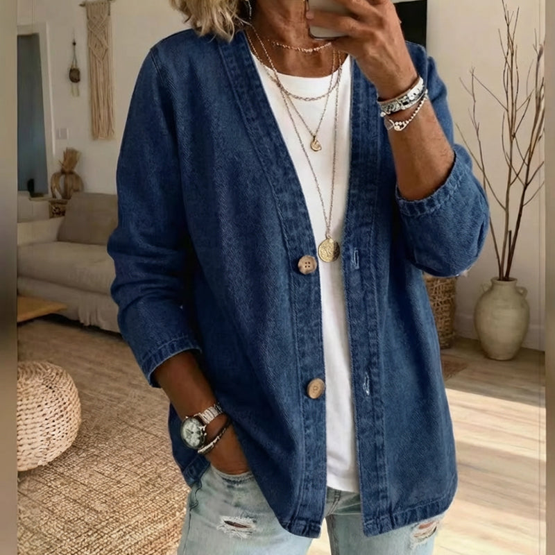 Women's Denim Jacket Button Down Long Sleeve Casual Loose Fit Jean Jacket - Seldom Seen Styles