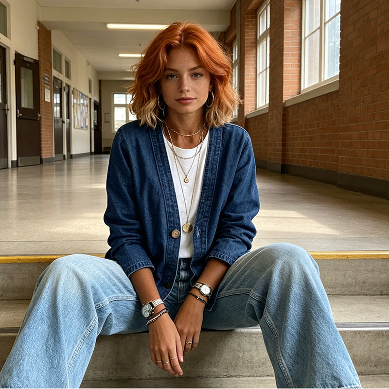 Women's Denim Jacket Button Down Long Sleeve Casual Loose Fit Jean Jacket - Seldom Seen Styles