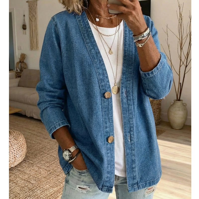 Women's Denim Jacket Button Down Long Sleeve Casual Loose Fit Jean Jacket - Seldom Seen Styles