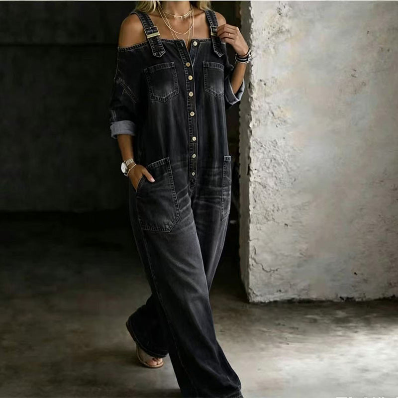 Women's Wide Leg Overall Jumpsuit Loose Fit Pockets Casual Streetwear Summer Vacation Outfit
