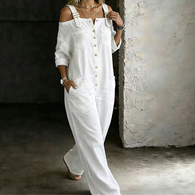 Women's Wide Leg Overall Jumpsuit Loose Fit Pockets Casual Streetwear Summer Vacation Outfit