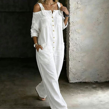 Women's Wide Leg Overall Jumpsuit Loose Fit Pockets Casual Streetwear Summer Vacation Outfit