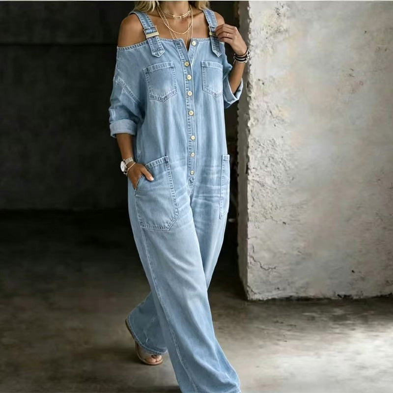 Women's Wide Leg Overall Jumpsuit Loose Fit Pockets Casual Streetwear Summer Vacation Outfit