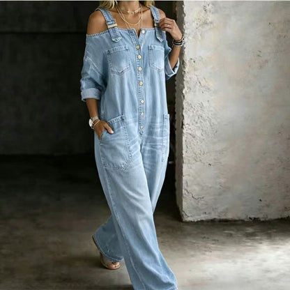 Women's Wide Leg Overall Jumpsuit Loose Fit Pockets Casual Streetwear Summer Vacation Outfit