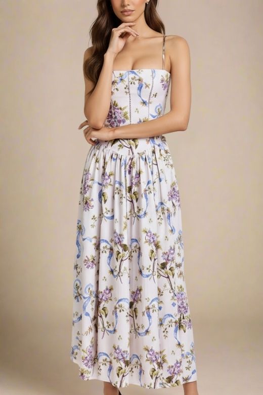 Tasmin Midi Dress - White Floral - Seldom Seen Styles