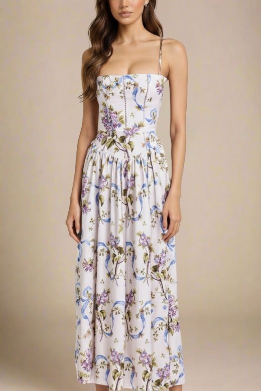 Tasmin Midi Dress - White Floral - Seldom Seen Styles