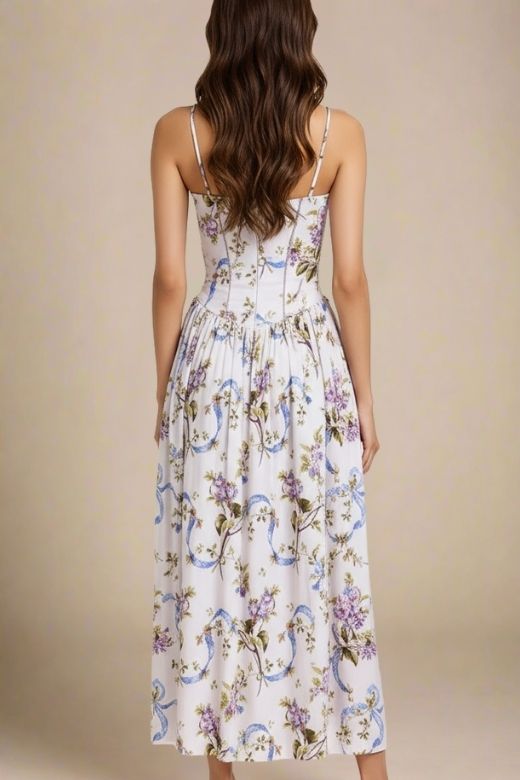 Tasmin Midi Dress - White Floral - Seldom Seen Styles