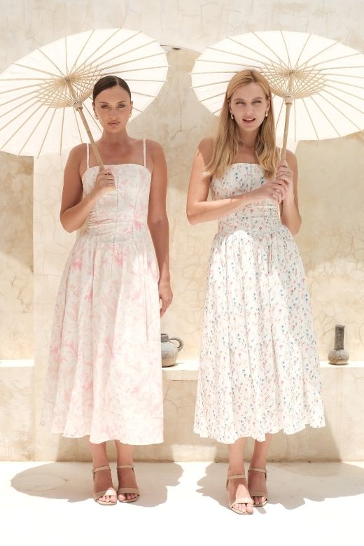 Tasmin Midi Dress - White Floral - Seldom Seen Styles