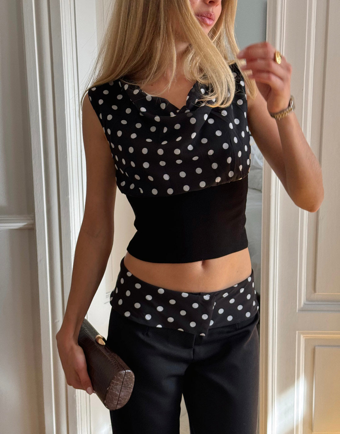 Kimmie polka dotted top - Black/white - Seldom Seen Styles