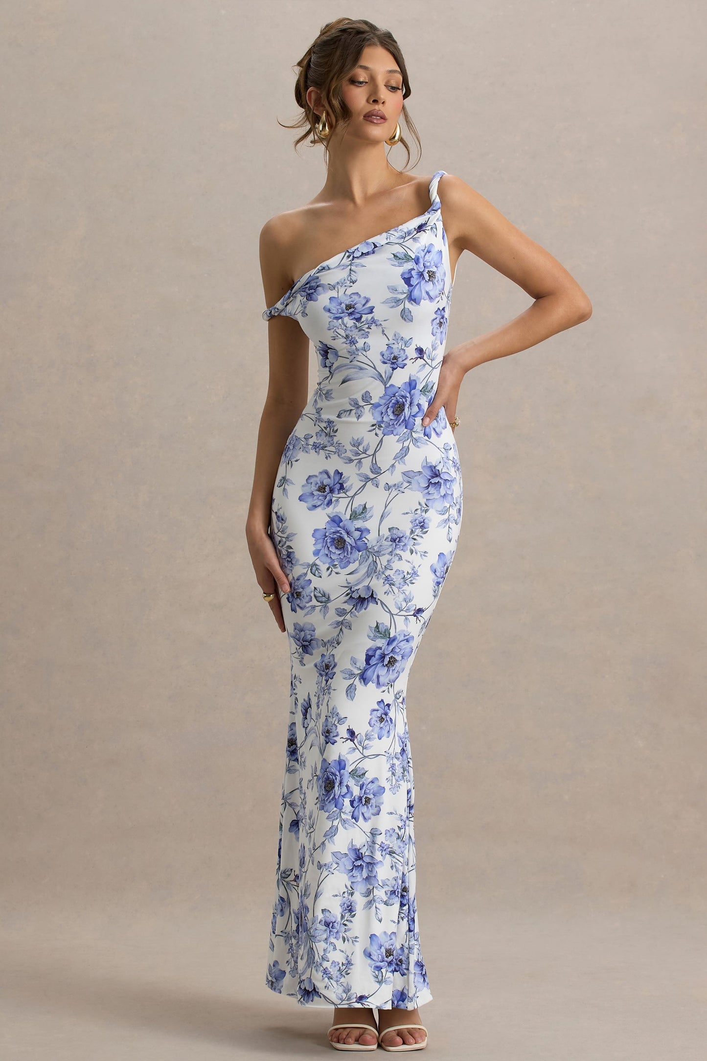 Lita | Blue Floral Twisted Asymmetric Maxi Dress - Seldom Seen Styles
