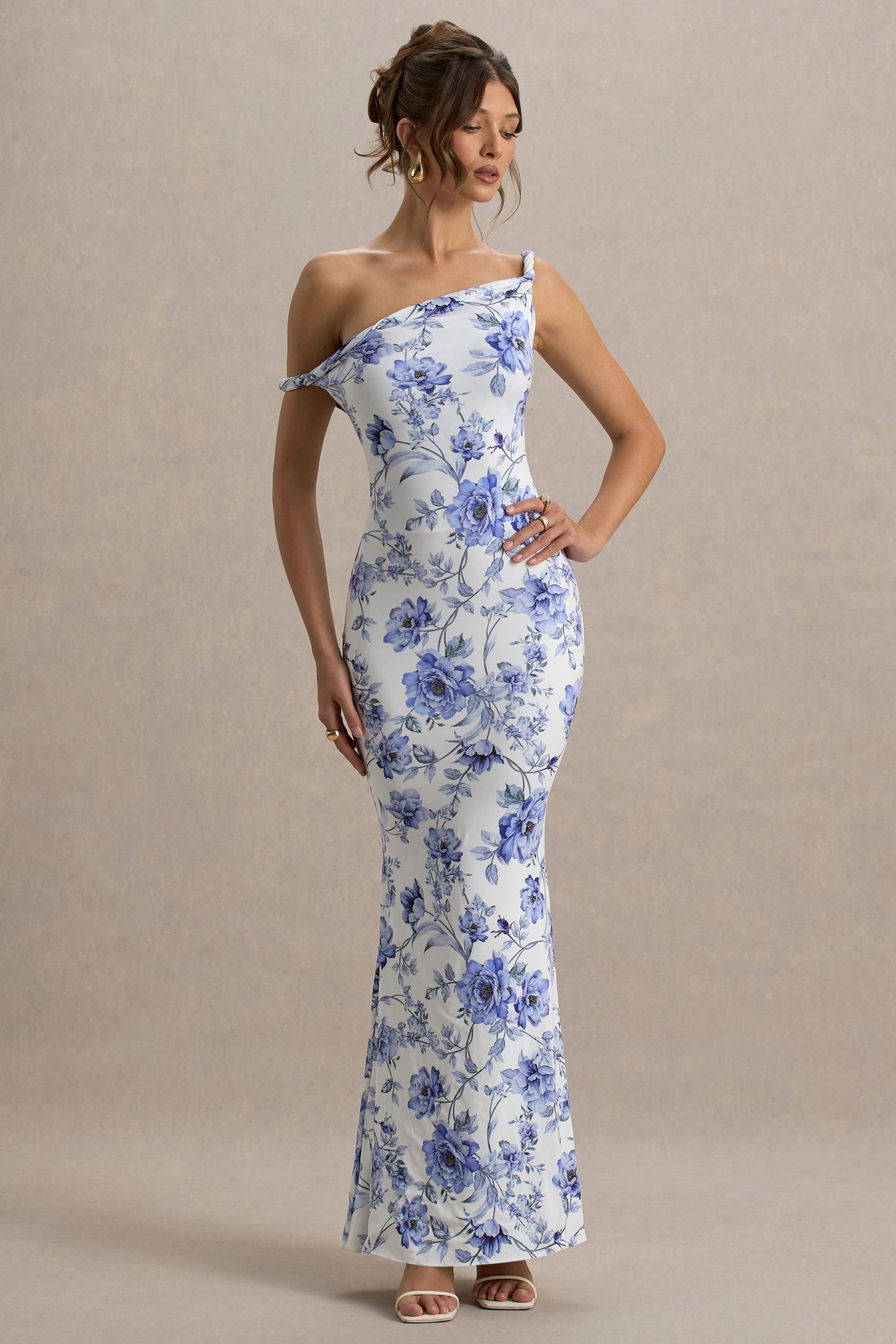 Lita | Blue Floral Twisted Asymmetric Maxi Dress - Seldom Seen Styles