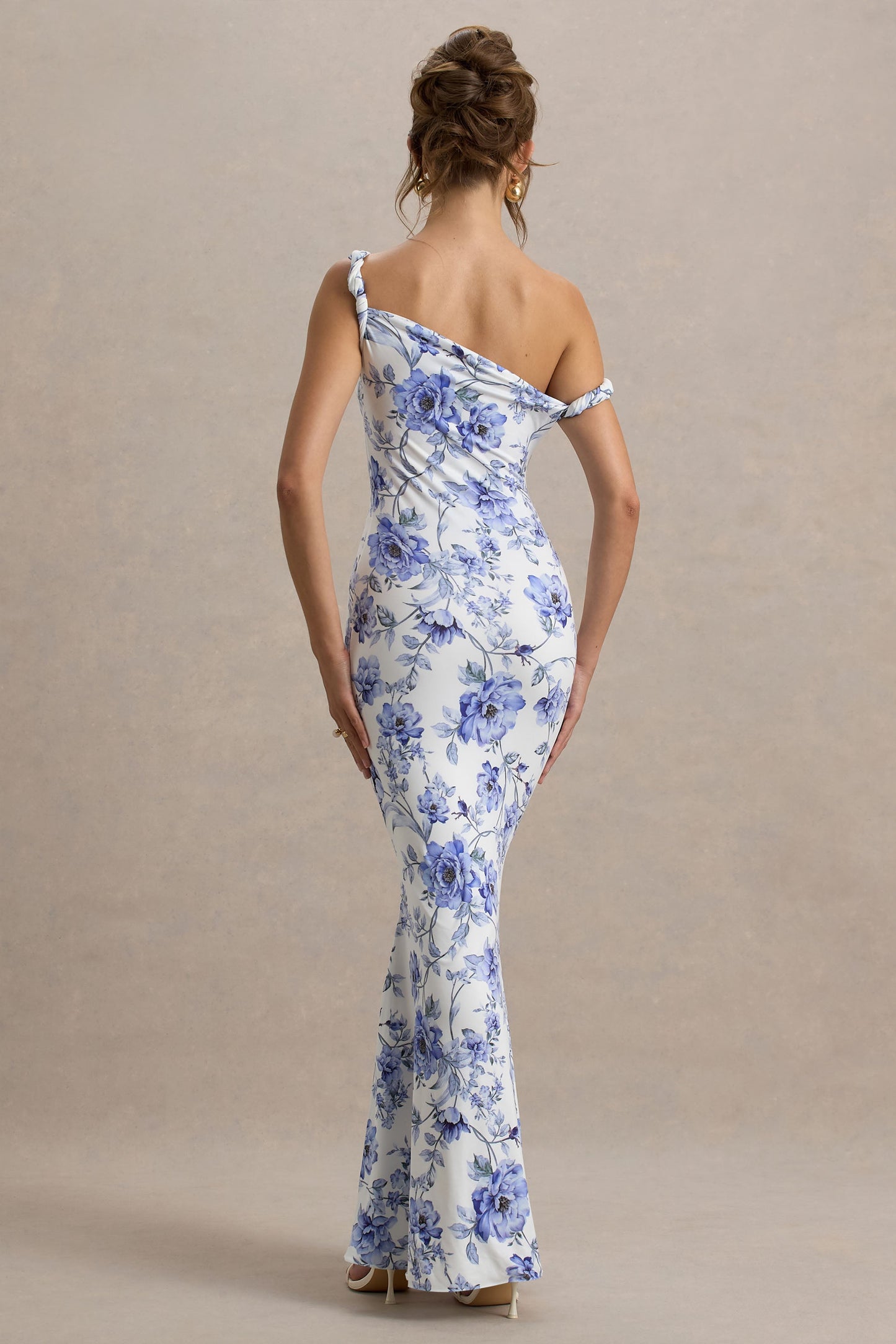Lita | Blue Floral Twisted Asymmetric Maxi Dress - Seldom Seen Styles