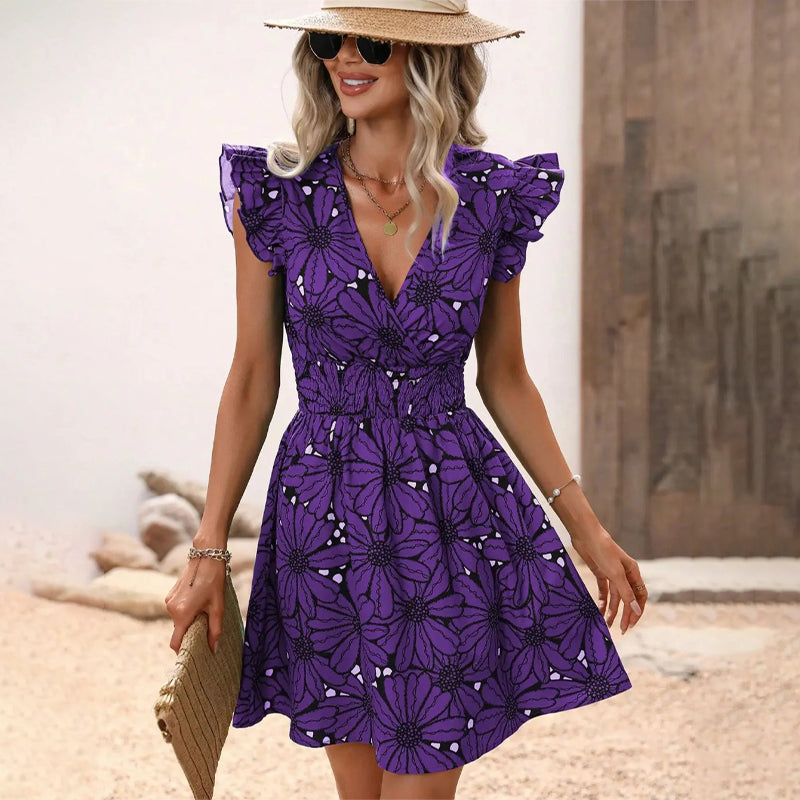 Light and Breezy Women's Summer Mini Dress with Flower Pattern - Seldom Seen Styles