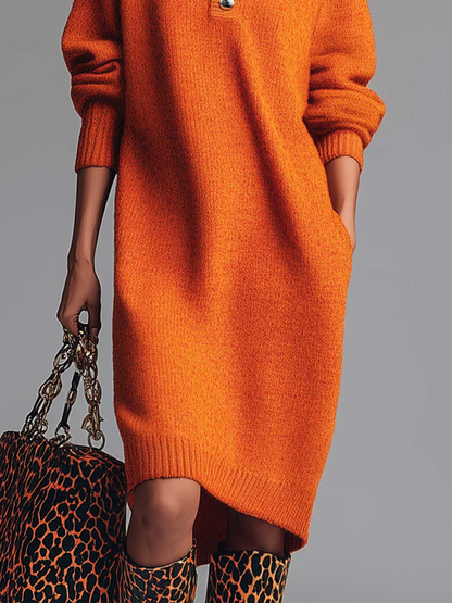 Soft Knitted Button Dress