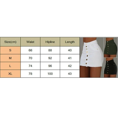 FashionSierra – Hochtaillierter Knopfrock aus Denim, figurbetont, lässig, Party, A-Linie, kurz, Stretch, Minikleid