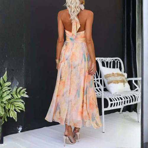 Women’s Halter Neck Printed Maxi Dress - Seldom Seen Styles