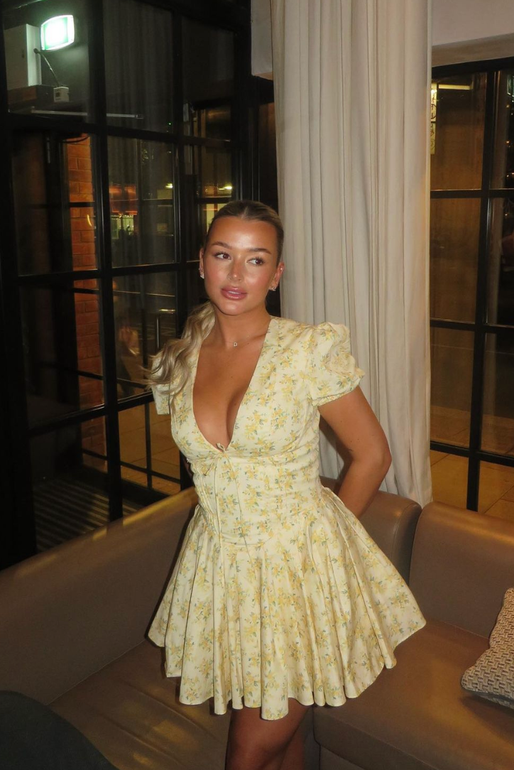 Gabrielle | Women’s Floral A Line Puff Sleeve Mini Dress - Seldom Seen Styles